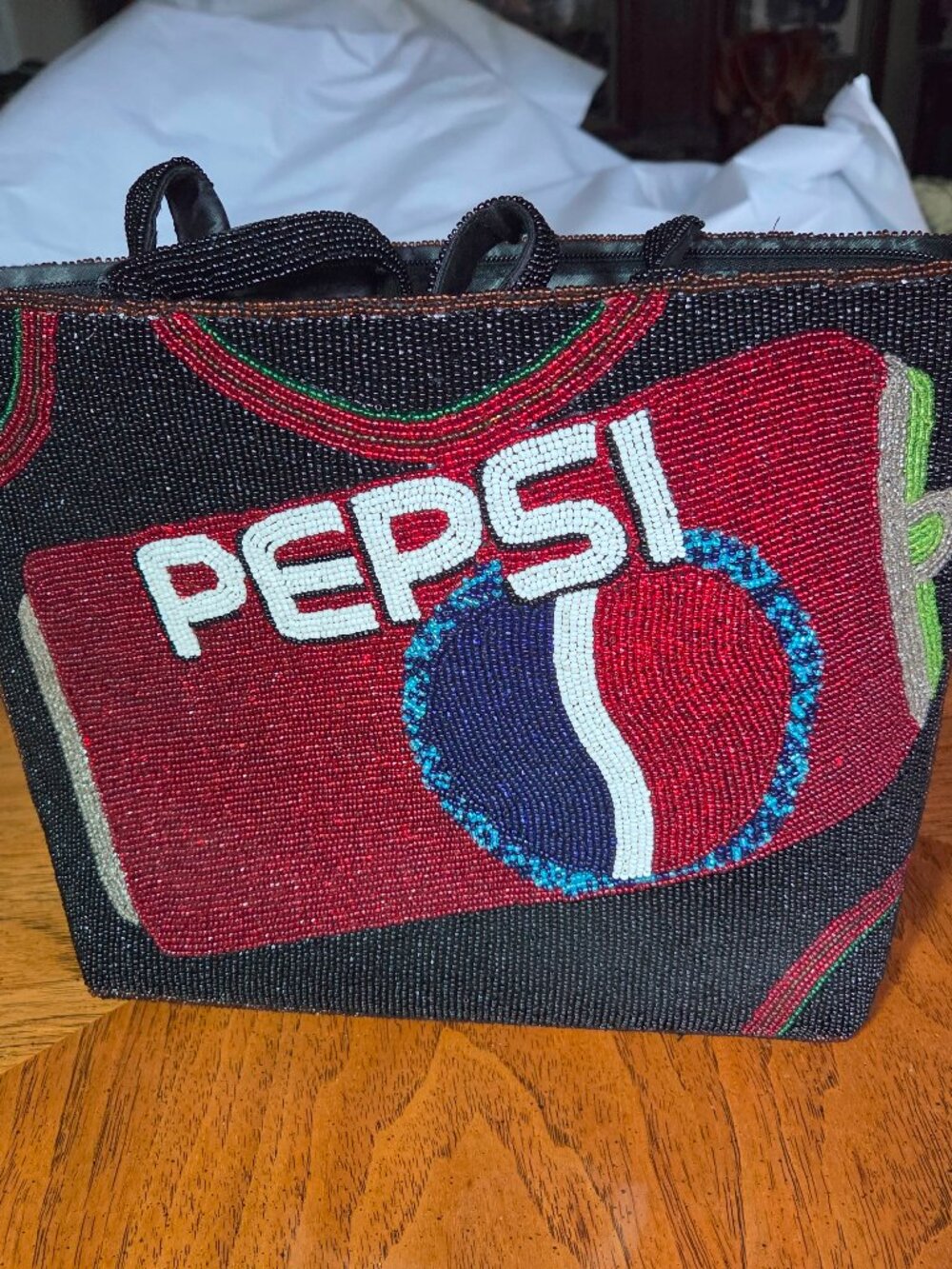 Beaded Pepsi Can Designed Top Handle Evening / Everyday Purse - Picture 4 of 12